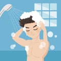 The man shower in the bathroom Royalty Free Stock Photo