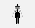 Man Showering Taking a Shower Stick Figure Black White Silhouette Sign Symbol Icon Vector Royalty Free Stock Photo