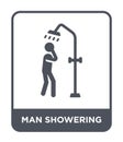 man showering icon in trendy design style. man showering icon isolated on white background. man showering vector icon simple and