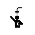 Man showering icon on white background. Shower sign Royalty Free Stock Photo