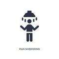 man showering icon on white background. Simple element illustration from behavior concept Royalty Free Stock Photo