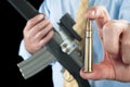 Man showing bullet Royalty Free Stock Photo