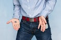 Man showing his empty pocket Royalty Free Stock Photo