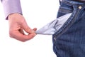 Man showing his empty pocket. Royalty Free Stock Photo