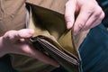 Man Showing His Empty Wallet - No Money Left Concept