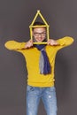 Man showing house frame concept Royalty Free Stock Photo