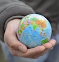 Man showing India on globe Royalty Free Stock Photo