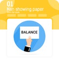 man showing paper BALANCE text vector illustration with flat style isolated on white background Royalty Free Stock Photo