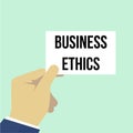 Man showing paper BUSINESS ETHICS text Royalty Free Stock Photo