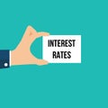 Man showing paper INTEREST RATES text Royalty Free Stock Photo