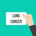 Man showing paper LUNG CANCER text