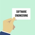 Man showing paper SOFTWARE ENGINEERING text
