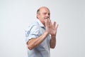 Man showing refusal gesture. It is not for me, leave me in piece Royalty Free Stock Photo