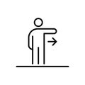 Man showing right direction icon ui people simple line flat illustration