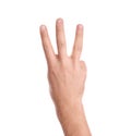 Man showing three fingers on white background Royalty Free Stock Photo