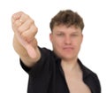 Man showing thumb down on white background Royalty Free Stock Photo
