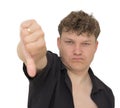 Man showing thumb down on white background Royalty Free Stock Photo