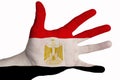 A man shows the flag of Egypt in the palm of his hand Royalty Free Stock Photo
