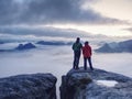 Man shows girlfriend something interesting in far distance Royalty Free Stock Photo