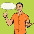 Man shows thumb gesture pop art vector Royalty Free Stock Photo