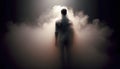 Man Shrouded in Mist with Dramatic Lighting