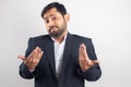 man with shrugging expression, wtf Royalty Free Stock Photo