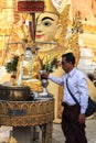 A man at shwedagon pagoda in Yangoon Royalty Free Stock Photo