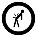 Man a with sick back . Backache black icon in circle Royalty Free Stock Photo