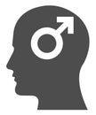 Man with sign vector heads talking. Gender sign silhouette shape