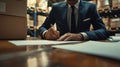 The man signing documents.AI generated image Royalty Free Stock Photo