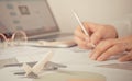 Man is signing documents for his Business travel trip Royalty Free Stock Photo