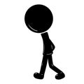 Man silhouette walking isolated, big head person silhouette Royalty Free Stock Photo