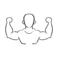 Man silhouette bodybuilder muscle