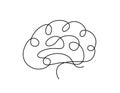 Man silhouette brain as line drawing on white