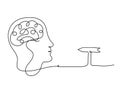 Man silhouette brain and direction as line drawing on white