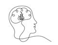 Man silhouette brain and fire as line drawing Royalty Free Stock Photo
