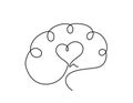 Man silhouette brain and heart as line drawing