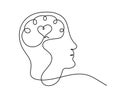 Man silhouette brain and heart as line drawing