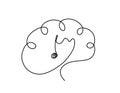 Man silhouette brain and note as line drawing