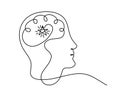 Man silhouette brain and star as line drawing