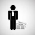 man silhouette business and newspaper design icon