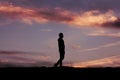 man silhouette in the countryside in the summer