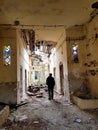 Man silhouette in a decrepit building Royalty Free Stock Photo