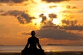 Man silhouette doing yoga exercise Royalty Free Stock Photo