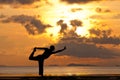 Man silhouette doing yoga exercise natarja Royalty Free Stock Photo