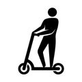 Man silhouette on electric scooter icon.