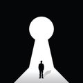 Man silhouette front keyhole illustration
