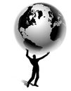 Man Silhouette Holding Earth in Hands