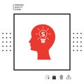 Man silhouette - Light bulb with dollar symbol business concept. Icon. Royalty Free Stock Photo