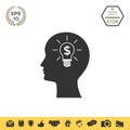 Man silhouette - Light bulb with dollar symbol business concept. Icon. Royalty Free Stock Photo